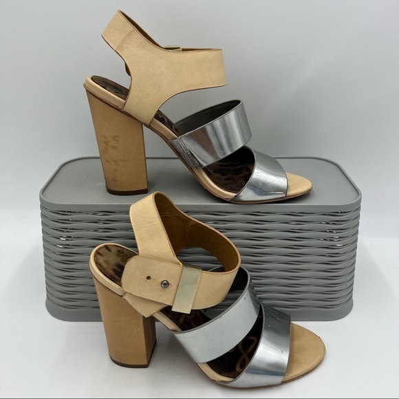 Sam Edelman Yelena Block Heels Tan Size 8 - Picture 2 of 12